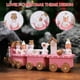 thumbnail image 2 of Tren de madera navideño con rieles, tren de las maravillas invernales, mini tren, juego de decoración para fiesta navideña debajo del árbol de Navidad, decoraciones de color rosa, 2 of 4