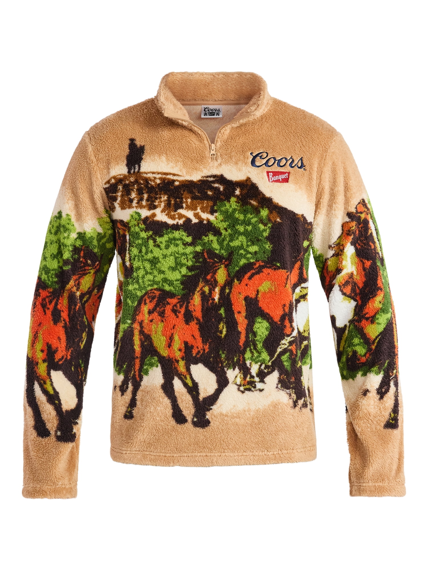 Coors Men's and Big Men's Scenic Print Fleece Quarter Zip Jacket, Sizes XS-3XL