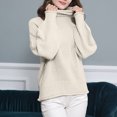 thumbnail image 5 of Lovskoo Sweaters for Women Long Sleeve Solid Color Crewneck Mock Neck Pullover Knit Jumper Tops Casual Sweater Khaki, 5 of 5