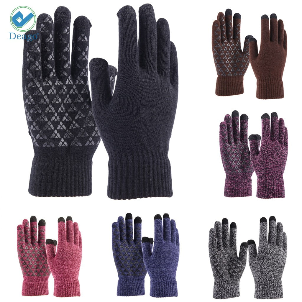 Deago 2 Pairs Winter Knit Gloves Touchscreen Warm Thermal Soft Lining ...