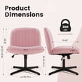 thumbnail image 3 of IWMH Ergonomic Armless Desk Chair No Wheels, Pink Velvet Upholstered Swivel Vanity Chair, for All Ages, 3 of 8