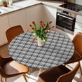 thumbnail image 2 of Buffalo Plaid Elastic Fitted Round Table Cover Stripe Grey Waterproof Outdoor Tablecloth for Holiday Party, Picnic, Patio & Dining Fits Tables Up to 45"-54", 2 of 8