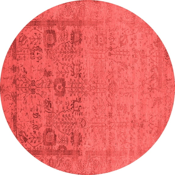 Ahgly Company Indoor Round Oriental Red Industrial Area Rugs, 6' Round