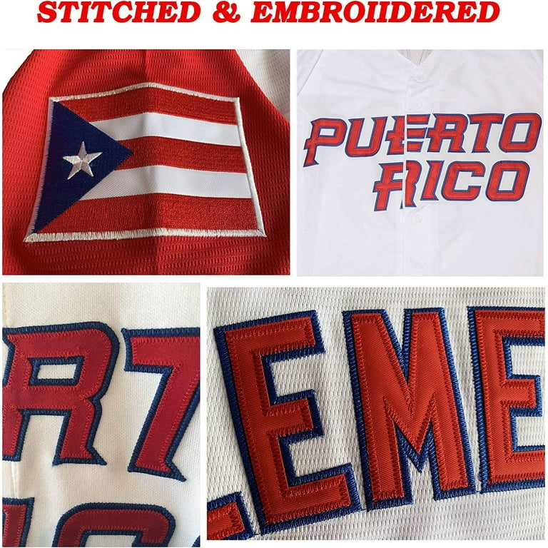 Men's Youth Puerto Rico #21 Clemente Baez #9 Baseball Jersey Stitched World  Classic Button Uniform Costumes 