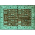 thumbnail image 1 of Ahgly Company Indoor Rectangle Oriental Turquoise Blue Industrial Area Rugs, 3' x 5', 1 of 4