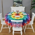 thumbnail image 2 of Rainbow Tie Dye Mandala Pattern Round Tablecloth 60"x60",Wrinkle Wipeable Table Cloth for Kitchen Dining Room Picnic Patio Party, 2 of 6