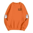 thumbnail image 4 of Spooky Season Halloween Sweatshirts for Women 2025 Cute Ghost Graphic Long Sleeve Crewneck Sweatshirt Pullover Tops, 4 of 5