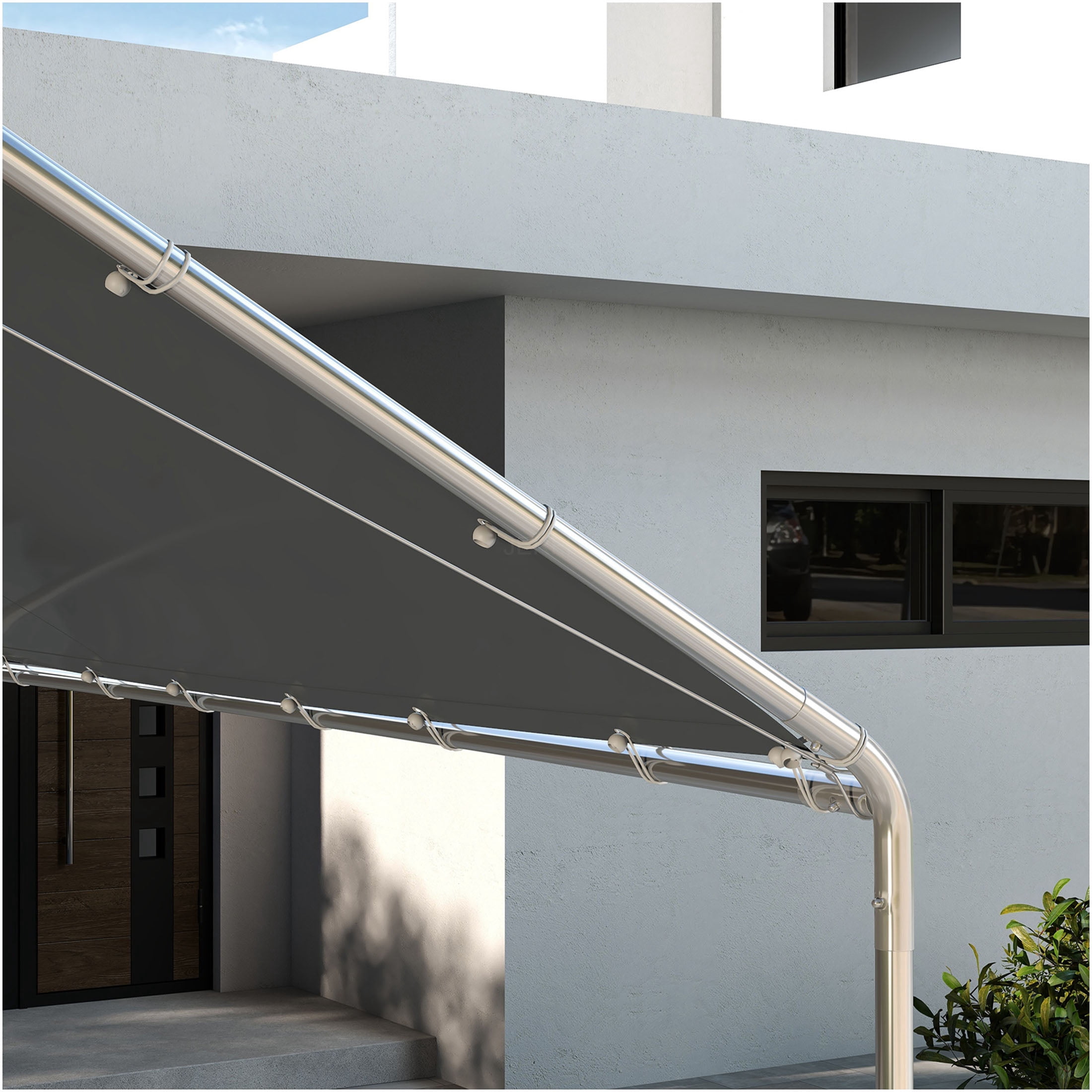 JERFIT 10x20 ft Carport Canopy Cover Replacement, UV Protected Waterproof Polyethylene Tarpaulin, Heavy Duty Portable Garage Shelter Roof with Bungee Cords, Gray