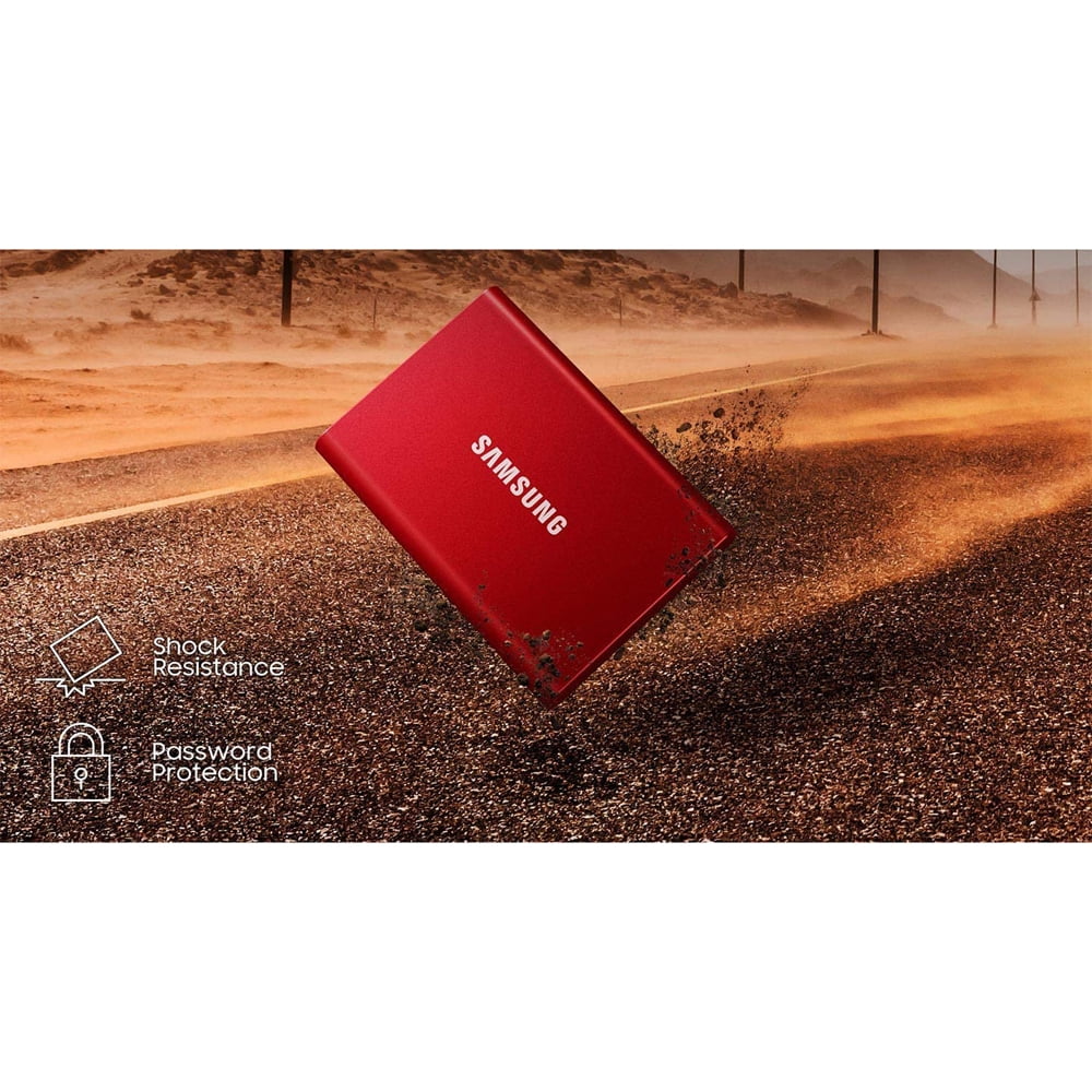 Samsung MU-PC2T0T/AM Portable SSD T7 USB 3.2 2TB Gray Bundle with Deco Gear Hard EVA Case with Zipper for Tablets and GPS 6 Inch and 1 YR CPS Enhanced Protection Pack