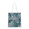 thumbnail image 1 of DouZhe Reusable Grocery Bags, Zebra Leopard Print Animal Lightweight Polyester Canvas Cloth Tote Bag for Travle Gym Shopping School, 15" x 16", 1 of 7
