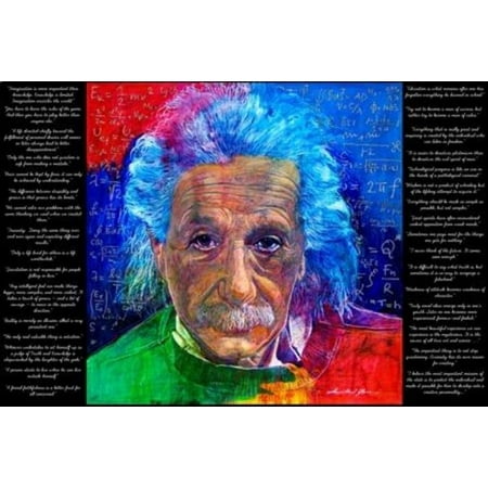 Buyartforless As Quoted Albert Einstein by David Lloyd Glover - 32 Best Known Quotes 36x24 Art Print Poster 20th Century Genius Pop