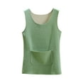 thumbnail image 2 of Ropa interior térmica para mujer, blusa de poliéster de color liso de terciopelo de doble cara, cálida, sin costuras, cuello redondo, talla grande, 2 of 3