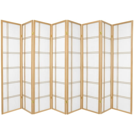 6 ft. Tall Double Cross Shoji Screen - Natural - 8 Panels