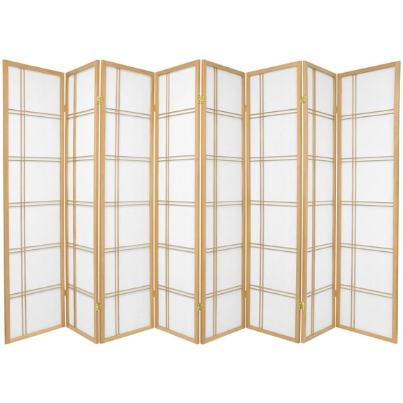 6 ft. Tall Double Cross Shoji Screen - Natural - 8 Panels