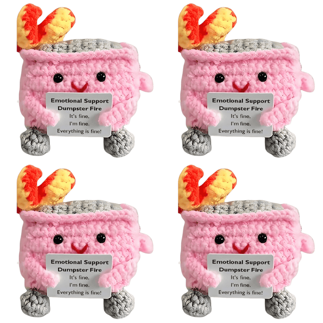 Lindo Crochet Contenedor Basura Fuego Apoyo Emocional Regalos Divertidos () Rosa