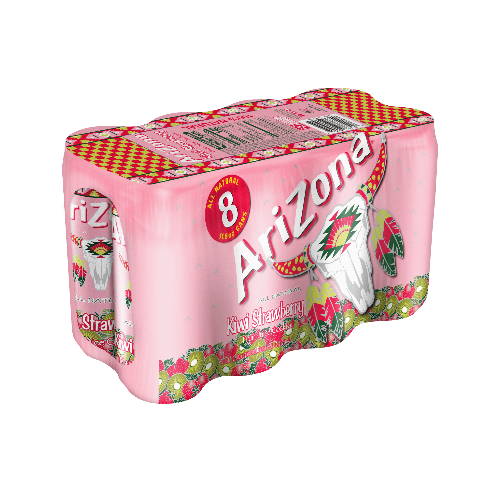 AriZona Kiwi Strawberry Fruit Juice Cocktail, 8 Pack 11.5 fl oz Aluminum Cans