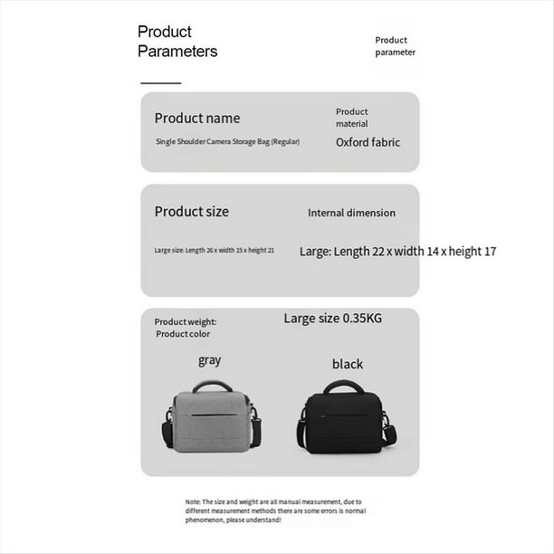 Estuche para Cámara DSLR Fotógrafo Portátil Fotografía para Equipo Bolso Cruzado Negro