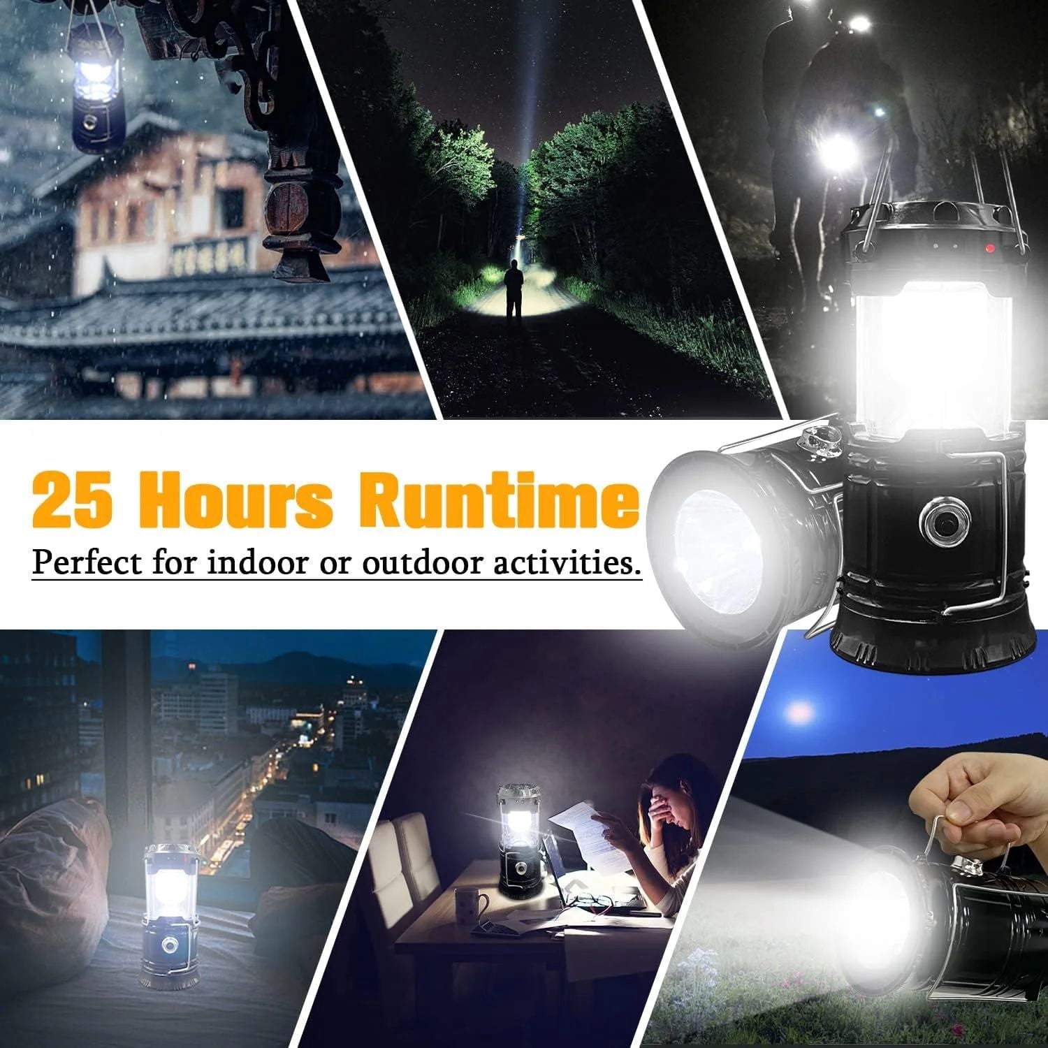 Lanterns, Camping Lantern, Solar Lantern Flashlights Charging for Phone, USB Rechargeable Led Camping Lantern, Collapsible & Portable for Emergency, Hurricanes, Power Outage, Storm