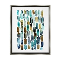 Stupell Industries Blue Oblong Shapes Pattern Abstract Painting Gray Floater Framed Canvas Art Print Wall Art, 17 x 21