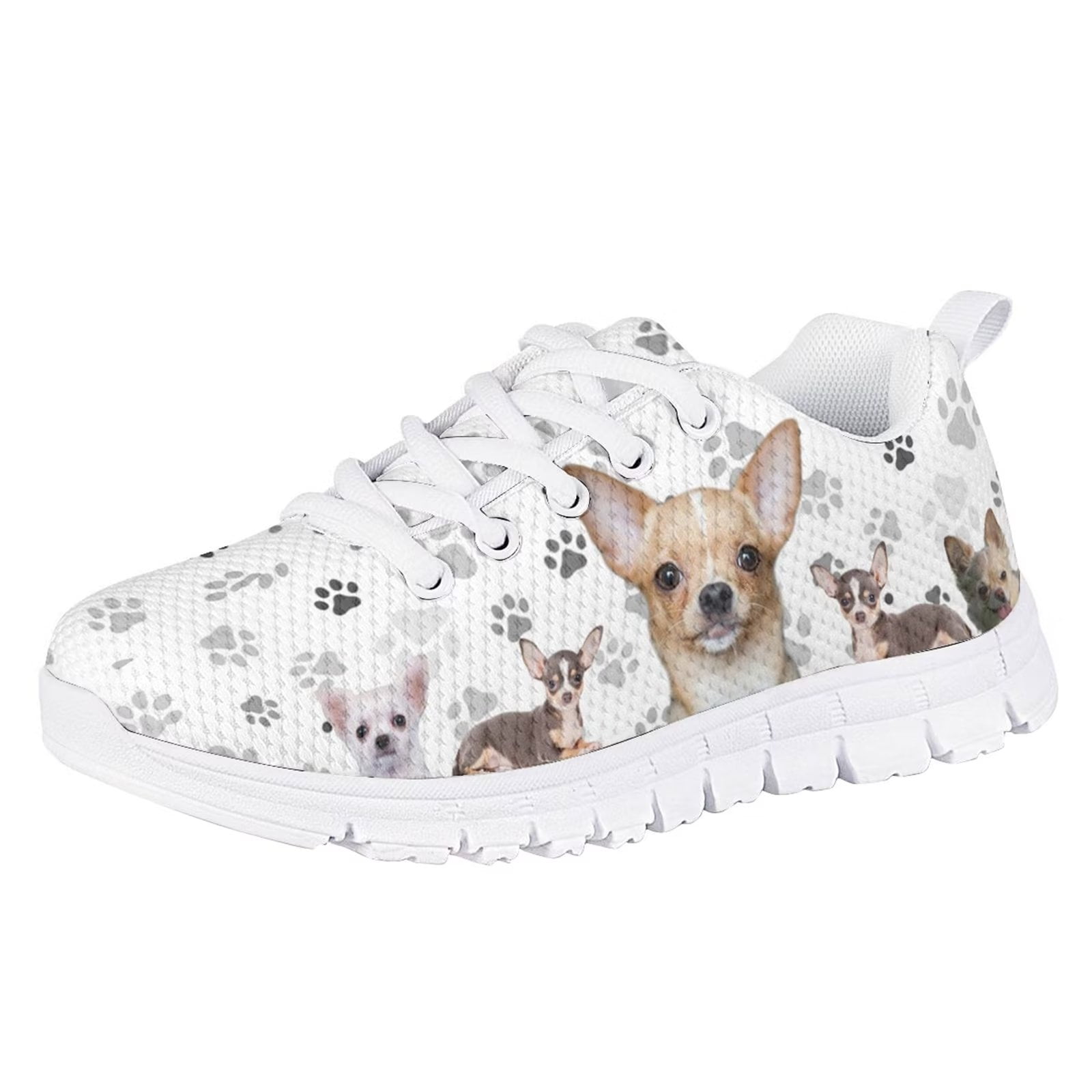 Pzuqiu Chihuahua Little Girls Tennis Shoes Size 12 Lace Up Athletic