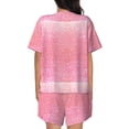 thumbnail image 3 of Bixox Women's Sparkly Pink Glitter Printed Pajama Set 2 Piece Lounge Set Top and Shorts Soft Pajamas, Shorts with Pockets, 3 of 7