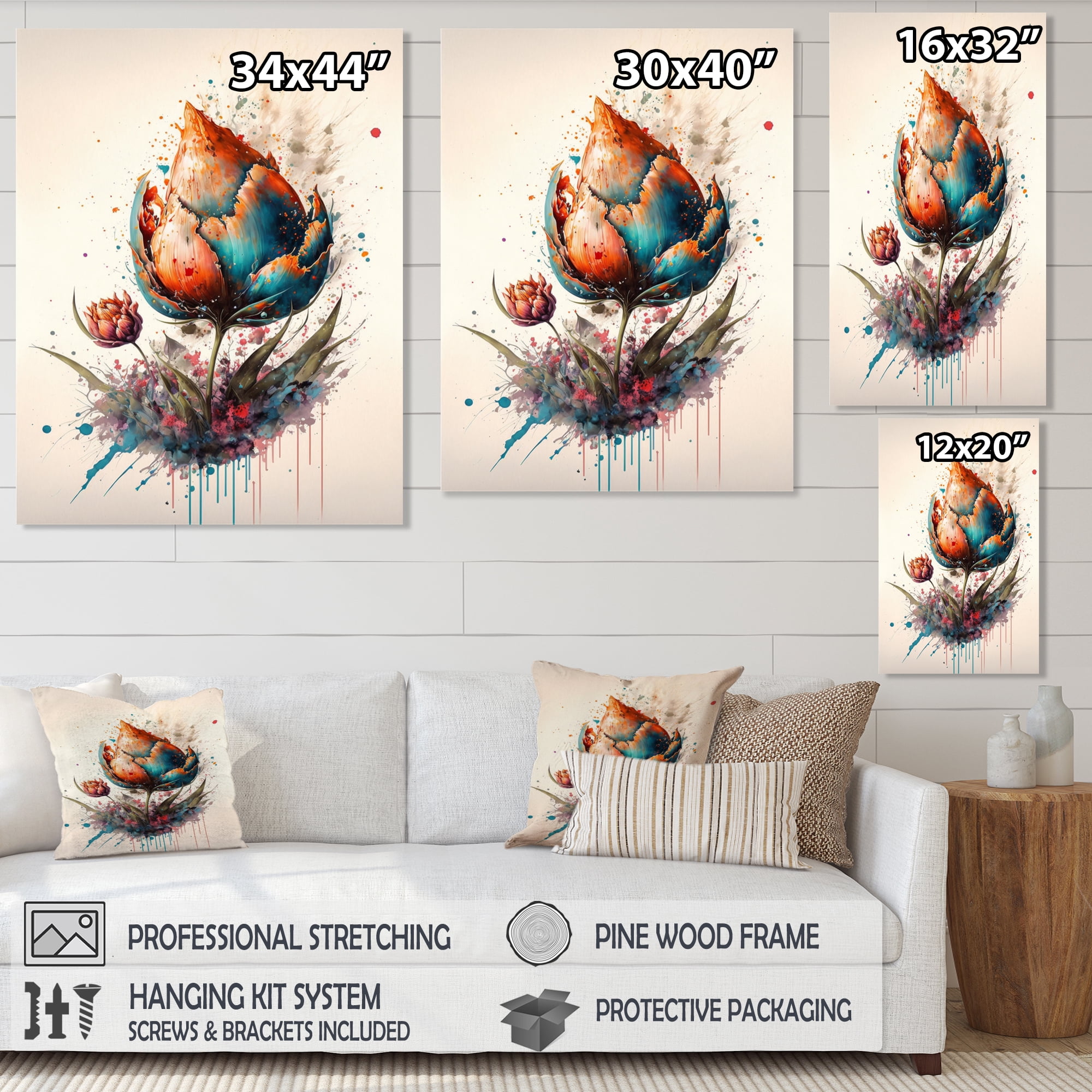 Designart Colorful Tulip IV Canvas Wall Art