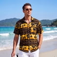 thumbnail image 4 of Hawaiian Shirts for Men Short Sleeve Aloha Button Up Shirt Summer Beach Yellow Floal Palm Tee, 4 of 7