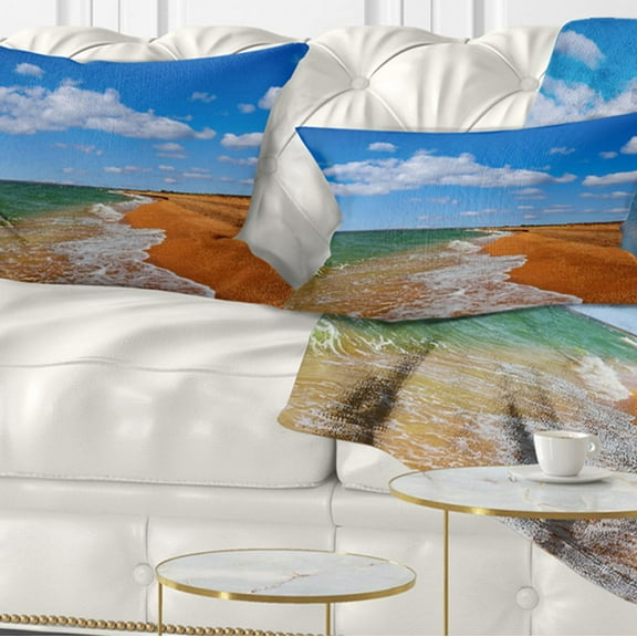 Designart 12" x 20" Blue Polyester Throw Pillow