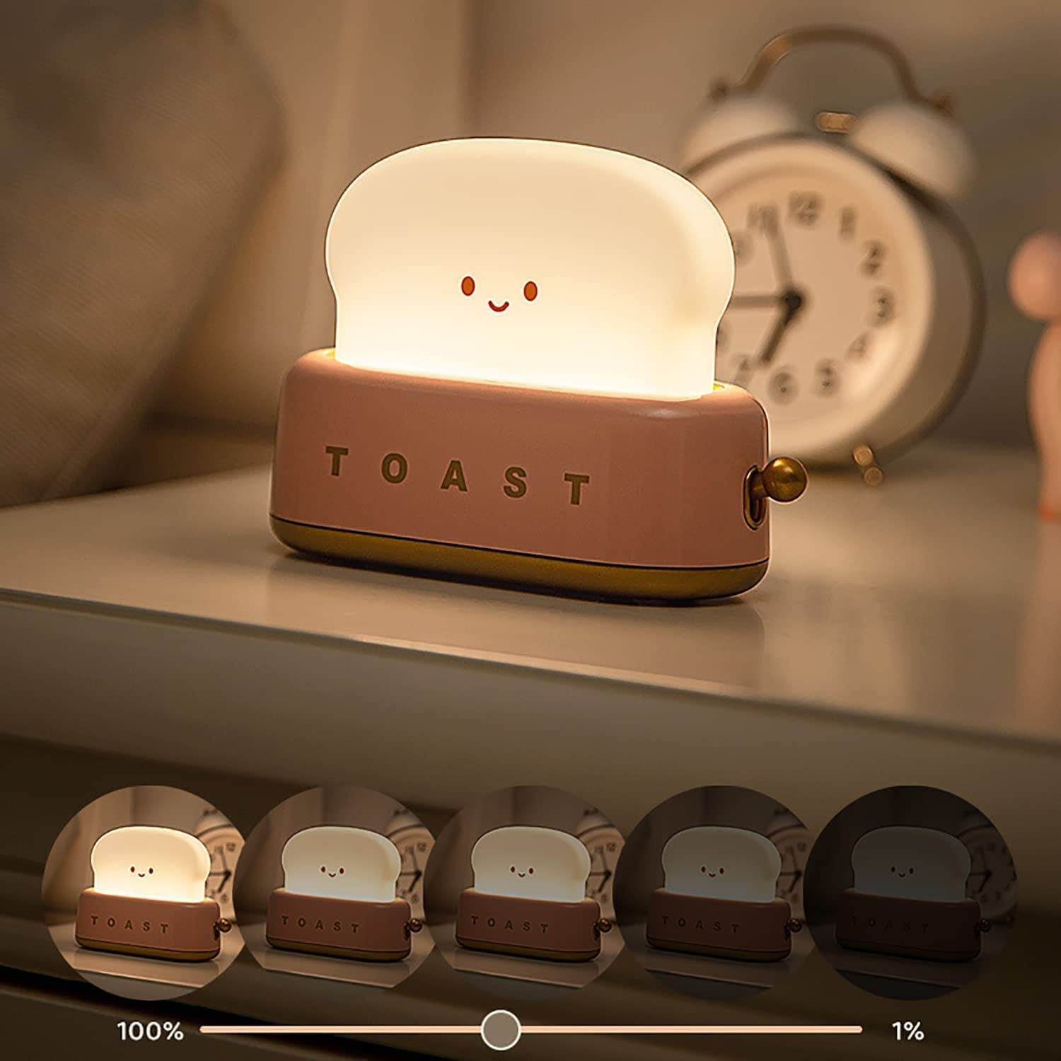 LINLIN Cute Toast Night Light,Rechargeable Timer Adjustable Brightness Bread LED Night Lamp,Portable Bedroom Bedside Sleep Lamp Dimmable for Baby Girls Boys Birthday Children's Day Gifts