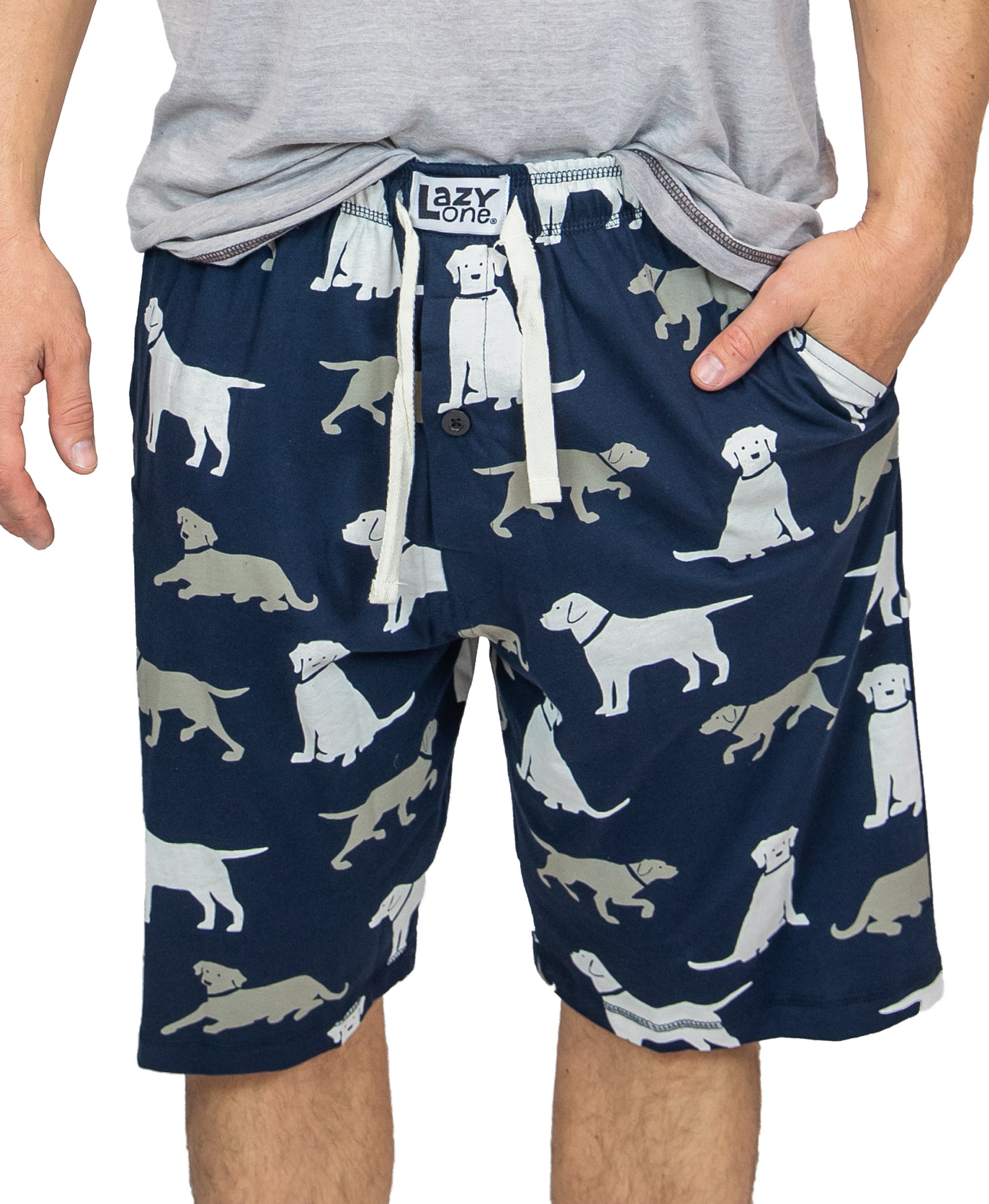 LazyOne Mens Labrador Dogs Knee Length PJ Shorts Adult 