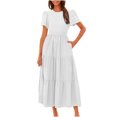 thumbnail image 6 of Efsteb Summer Dresses for Women Crew Neck Long Dress Short Sleeve Sundresses Classic Solid Color Casual Loose Comfy Fashion Spring Dresses (White,XL), 6 of 9