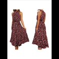 thumbnail image 3 of Vestido Bohemio de Verano para Mujer, Sin Mangas, con Estampado de Lunares, Cuello Halter, Volantes, Dobladillo y Cinturón Negro y Rojo L, 3 of 7