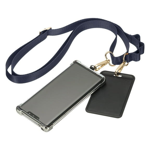Uxcell Universal Cell Phone Lanyard, Adjustable Crossbody Phone Strap Anti-Theft Polyester Neck Lanyard with Patches for Concerts Gym Travel Secure Hands-Free Carry, Navy Blue