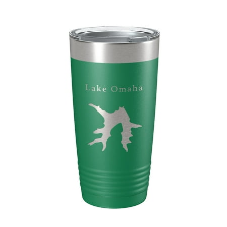 

Lake Omaha Map Tumbler Travel Mug Insulated Laser Engraved Coffee Cup Arkansas 20 oz Green