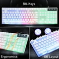 thumbnail image 3 of Wired Gaming Keyboard and Mouse Headset Combo,Rainbow LED Backlit Wired Keyboard,Over Ear Headphone with Mic,Rainbow Backlit Gaming Mice,Mouse Pad,for PC,Laptop,Mac,PS4,Xbox(White), 3 of 8