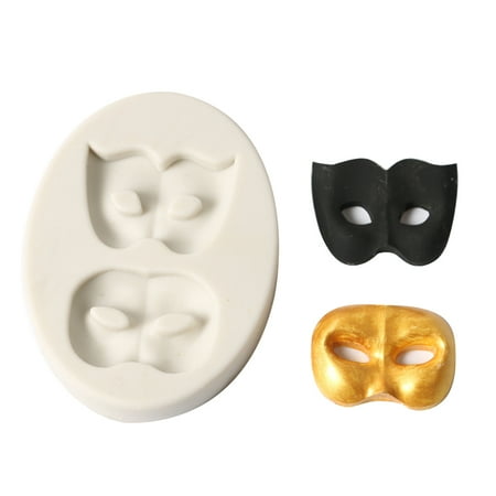 3d Molds Clay 1 Pcs Party 2 Masks Silicone Fondant Mold Chocolate Molds for Cake Decorating Sugarcraft Resin Polymer Clay ()