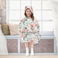 thumbnail image 7 of Dailycode Wearable Blanket Hoodie Oversized Sherpa Flannel Blankets with Pocket for 3-14 Year Old Soft Pink Watercolor Floral, 7 of 7