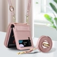 thumbnail image 6 of Dteck Crossbody Wallet Case for Samsung Galaxy Z Flip 3, Zipper Pocket Case with Card Holder, PU Leather RFID Blocking Protective Z Flip3 5G Case with Kickstand Detachable Wrist Strap Lanyard,Rosegold, 6 of 7