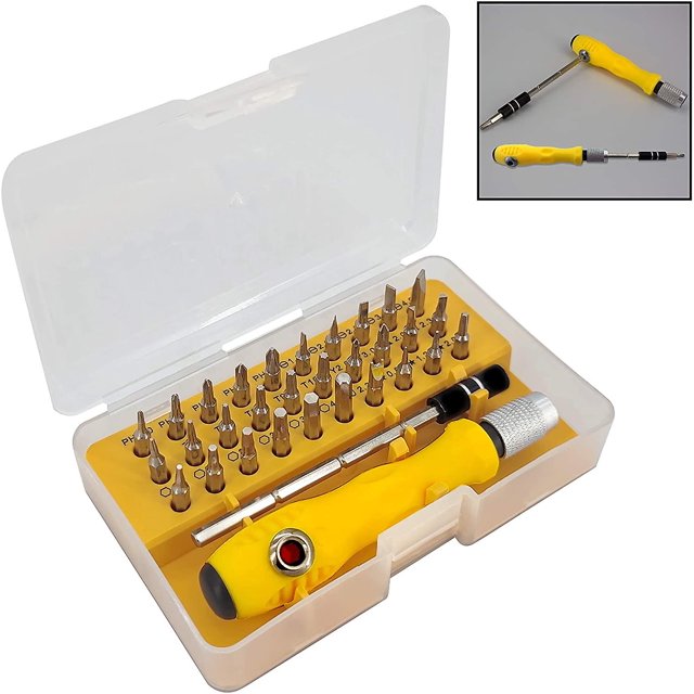 Juego de destornilladores pequeños, juego de destornilladores magnéticos de precisión 32 en 1 con poste ajustable y mango antideslizante, juegos de destornilladores en estuche para reparación de