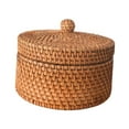 thumbnail image 4 of Cesta de almacenamiento de ratán, multiusos, hecha a mano, cesta de almacenamiento de escritorio, cesta de mimbre con tapa para la entrada del hogar redondo, 4 of 9
