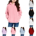 thumbnail image 2 of shoper Girls Fleece Hoodies with Cute Cat Ear Fuzzy Hooded Pullover Sweatshirts Warm Soft Tops With Pocket Fall Winter Clothes Size 3-14 Years Grey, 2 of 6