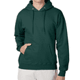 thumbnail image 3 of Hanes Men's Ultimate Cotton Hooded Sweatshirt, Long Sleeve Pullover Pocket Hoodie, Deep Forest, M, 3 of 5
