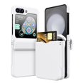 thumbnail image 1 of Luxury Solid Color Wallet Card Slot Case for Samsung Galaxy Z Flip 3 4 5 6 Slim Matte PC Hinge Protection ZFlip6 ZFlip5 Cover WHITE For Samsung Z Flip 5, 1 of 6