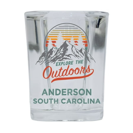 

Anderson South Carolina Explore the Outdoors Souvenir 2 Ounce Square Base Liquor Shot Glass 4-Pack