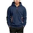thumbnail image 3 of Falkdiz Boys Warm Fleece Shirts Long Sleeve Winter Pullover 1/4 Zipper Outdoor Casual Stylish Tshirts for Boys Hooded,Navy,Size: 9-10, 3 of 9
