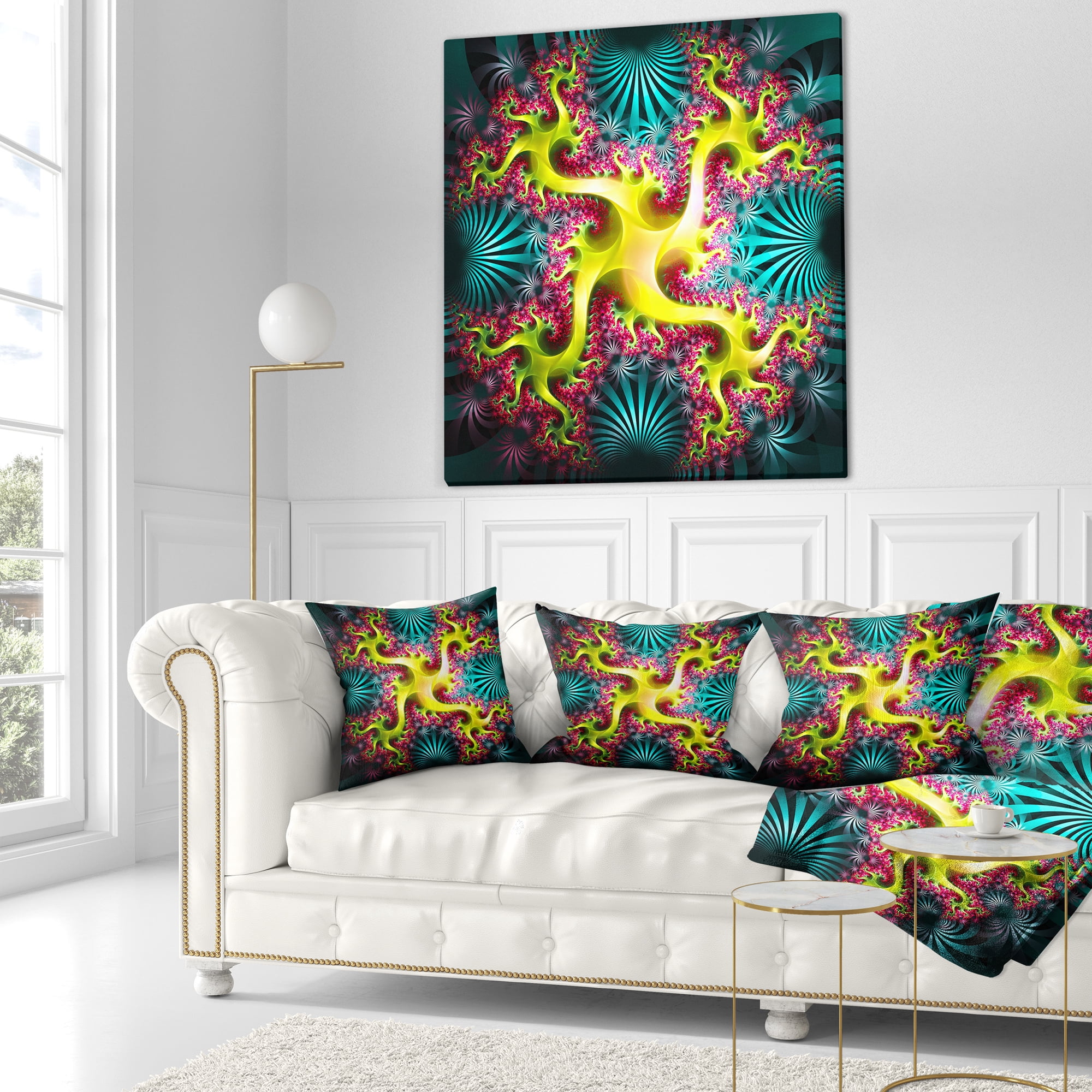 Designart 18" x 18" Yellow Polyester Throw Pillow