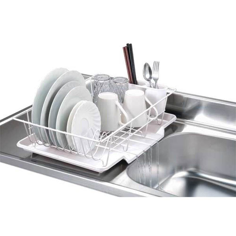 Home Basics 3Piece Dish Drainer Set, White