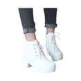 thumbnail image 1 of Avamo Womens Leather Boot Platform Booties Lace Up Ankle Boots Anti-Slip Winter Shoes Work White 5, 1 of 9