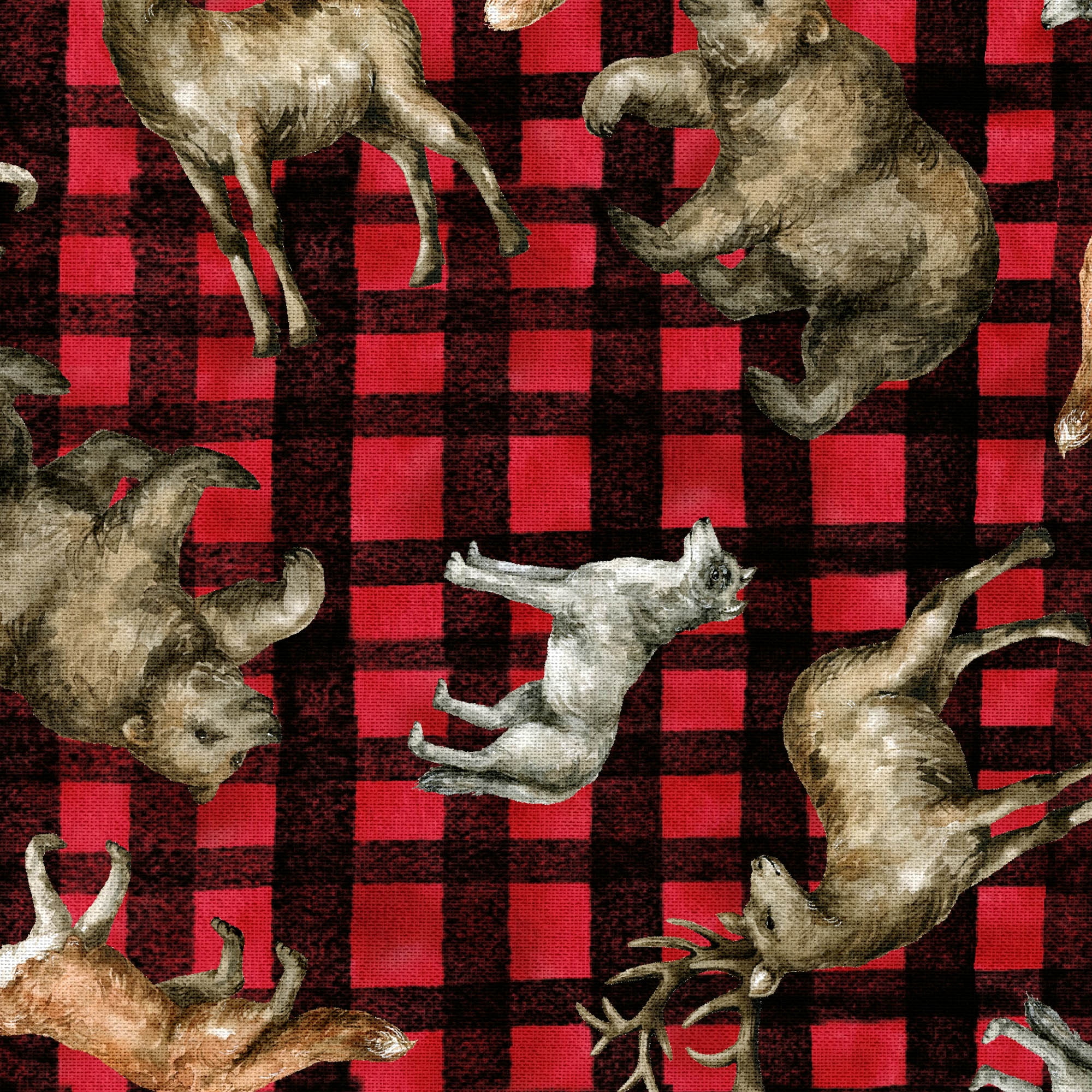 Fabric Editions 36" x 42" Cotton Animal Plaid 1 Yard Precut Sewing & Craft Fabric, Multicolor 1 Piece