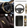 thumbnail image 3 of Renewold Cow Sunflower Leopard Print 12 PCS Front Car Seat Cover Set, Steering Wheel Cover Seatbelt Strap Pad Armrest Mat Trash Can Mount Storage Pouch Cup Holders Rearview Mirror Cover Keychain, 3 of 7